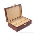 personalized luxury wooden watches box with leather lining,6 pieces watches dispaly packaging boxes